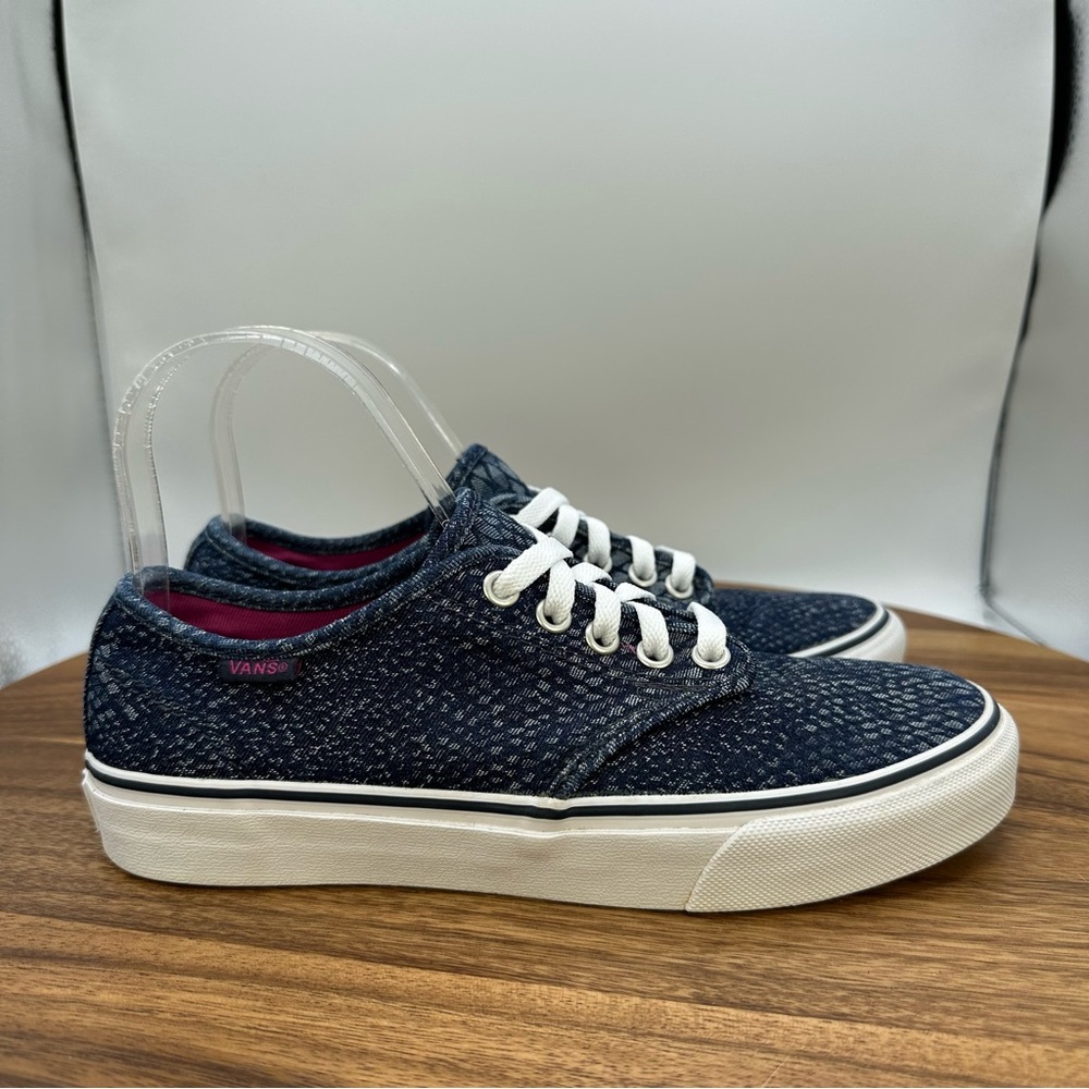 Vans Low Top Lace Up Shoes Sneakers Denim Snake Print Skater Casual Women's 6.5